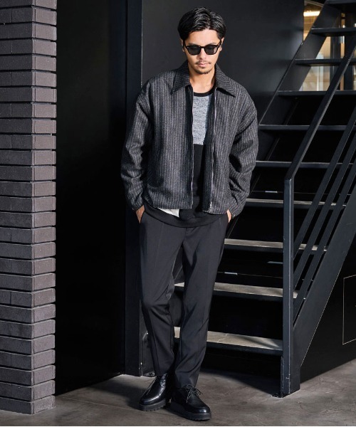 CavariA(キャバリア)の「『CavariA/キャバリア』ストライプショートZIP JKT(ブルゾン・メンズ・ネイビー/チャコール・L/M)」の5枚目の写真