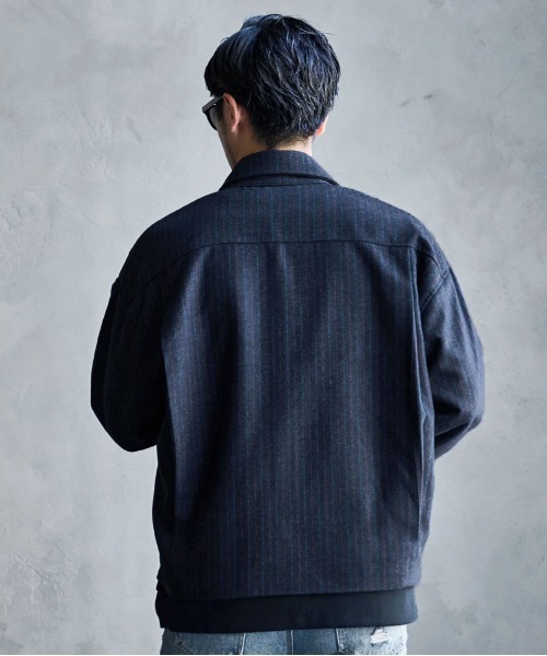 CavariA(キャバリア)の「『CavariA/キャバリア』ストライプショートZIP JKT(ブルゾン・メンズ・ネイビー/チャコール・L/M)」の12枚目の写真