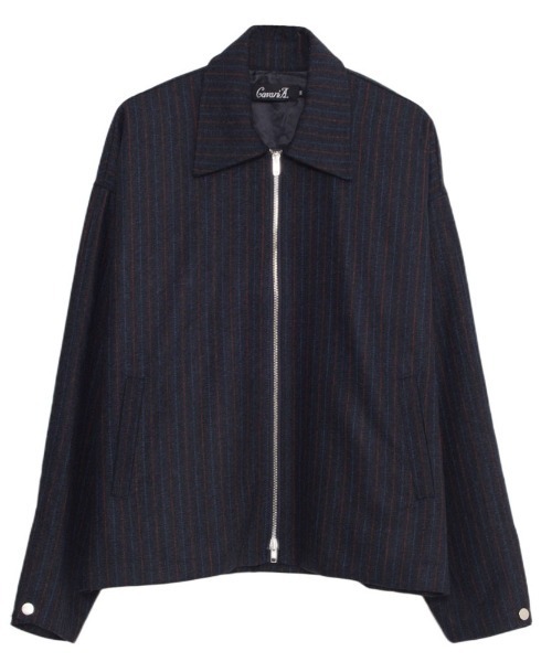 CavariA(キャバリア)の「『CavariA/キャバリア』ストライプショートZIP JKT(ブルゾン・メンズ・ネイビー/チャコール・L/M)」の14枚目の写真