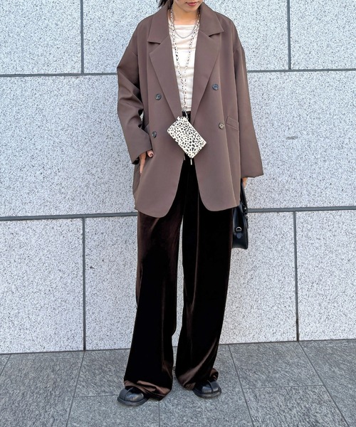 ISOOK（アイスー）の「【ISOOK / アイスー】レースラインベロアパンツ / イージーパンツ ストレートパンツ ワイドパンツ リラックスパンツ ハイウエスト フルレングス 無地 トラックパンツ ウエストゴム 紐 ブルー ブラウン ブラック ZOZOTOWN限定（その他パンツ・レディース・ブラック/ブルー/ブラウン・FREE）」の12枚目の写真