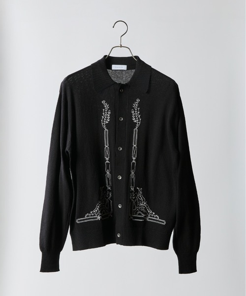 INTER FACTORY（インターファクトリー）の「takumu（MUU STUDIO） - Embroidered shirt cardigan / 刺繍シャツカーディガン（カーディガン/ボレロ・メンズ・ブラック/レッド・3/2）」の19枚目の写真