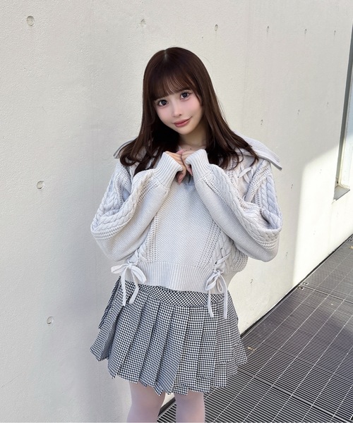 one way（ワンウェイ）の「ハーフジップレーシングニット（ニット/セーター・レディース・ホワイト/ピンク/グレー/サックスブルー・FREE）」の19枚目の写真