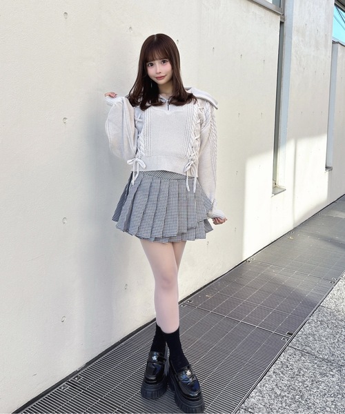 one way（ワンウェイ）の「ハーフジップレーシングニット（ニット/セーター・レディース・ホワイト/ピンク/グレー/サックスブルー・FREE）」の21枚目の写真