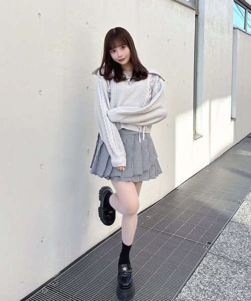 one way（ワンウェイ）の「ハーフジップレーシングニット（ニット/セーター・レディース・ホワイト/ピンク/グレー/サックスブルー・FREE）」の22枚目の写真