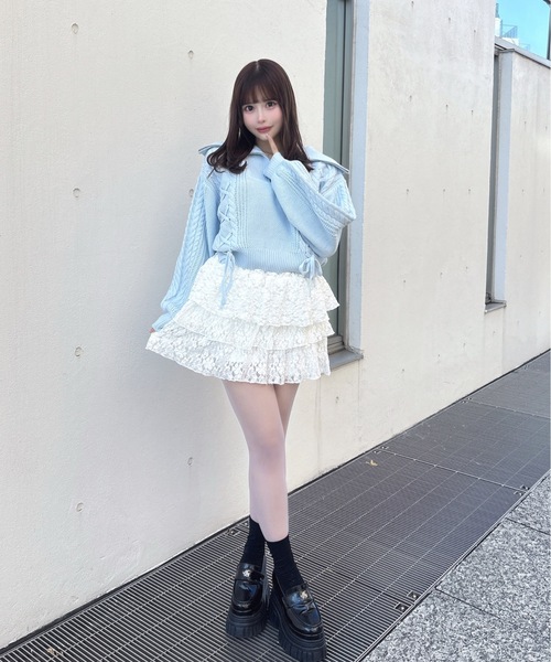 one way（ワンウェイ）の「ハーフジップレーシングニット（ニット/セーター・レディース・ホワイト/ピンク/グレー/サックスブルー・FREE）」の13枚目の写真