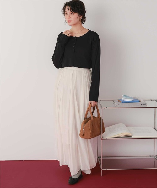 titivate（ティティベイト）の「コンパクトヘンリーネックロングスリーブトップス（Tシャツ/カットソー・レディース・グレー/ブラック系その他/アイボリー/ブラック/グレー系その他/ドット・L/M）」の15枚目の写真