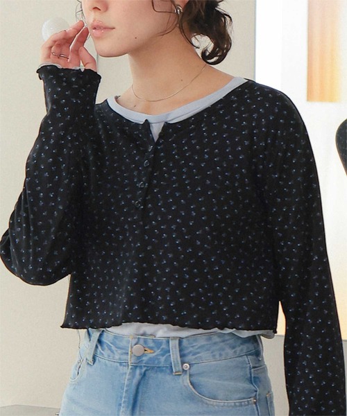 titivate（ティティベイト）の「コンパクトヘンリーネックロングスリーブトップス（Tシャツ/カットソー・レディース・グレー/ブラック系その他/アイボリー/ブラック/グレー系その他/ドット・L/M）」の19枚目の写真