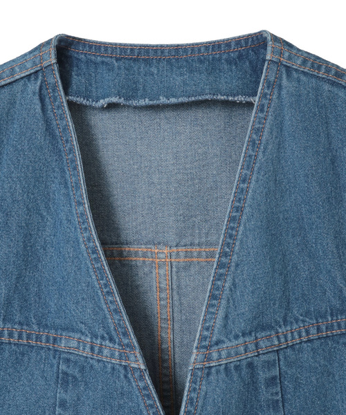 CURRENTAGE（カレンテージ）の「Denim Jilet（ベスト・レディース・ホワイト/インディゴブルー・FREE）」の8枚目の写真