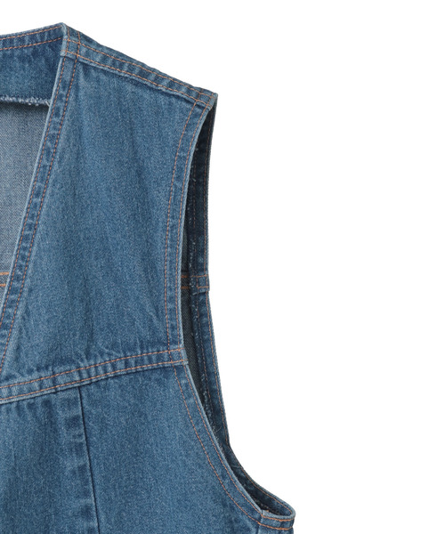 CURRENTAGE（カレンテージ）の「Denim Jilet（ベスト・レディース・ホワイト/インディゴブルー・FREE）」の9枚目の写真