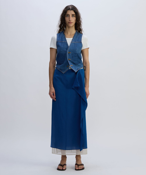 CURRENTAGE（カレンテージ）の「Denim Jilet（ベスト・レディース・ホワイト/インディゴブルー・FREE）」の12枚目の写真