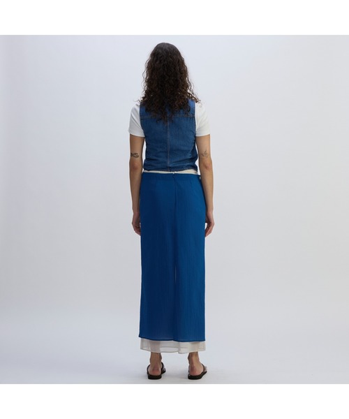 CURRENTAGE（カレンテージ）の「Denim Jilet（ベスト・レディース・ホワイト/インディゴブルー・FREE）」の5枚目の写真