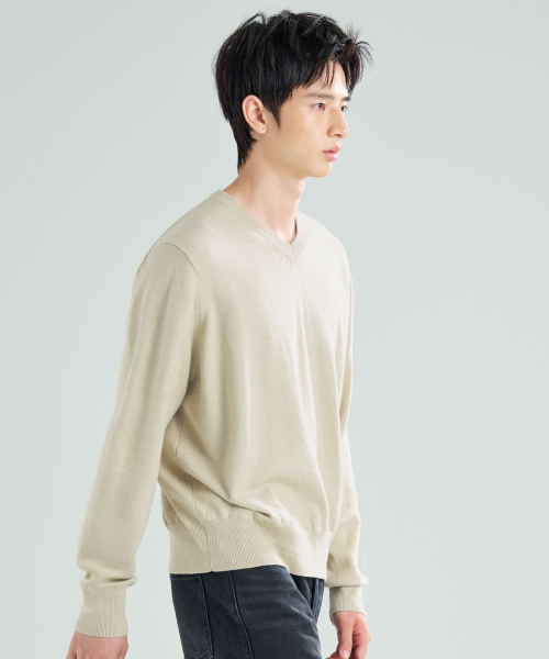 ZPLISH（ジプリシュ）の「プレーンVネックニットオートミール（ニット/セーター・メンズ・その他・MEDIUM/LARGE）」の2枚目の写真