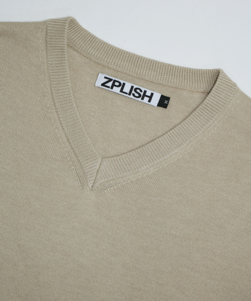 ZPLISH（ジプリシュ）の「プレーンVネックニットオートミール（ニット/セーター・メンズ・その他・MEDIUM/LARGE）」の4枚目の写真
