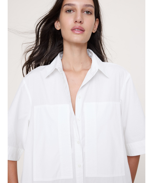 Banana Republic(バナナリパブリック)の「コットン ポプリン トラペーズ マキシ シャツドレス(ワンピース・レディース・レッド系その他/グリーン・L/M/S/XS)」の9枚目の写真