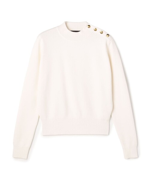 caban(キャバン)の「コットンカシミヤ モックネックゴールドボタンプルオーバー(ニット/セーター・レディース・ブラック/ホワイト/レッド/ブルー・FREE)」の2枚目の写真