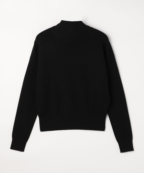 コットンカシミヤ モックネックゴールドボタンプルオーバー（ニット