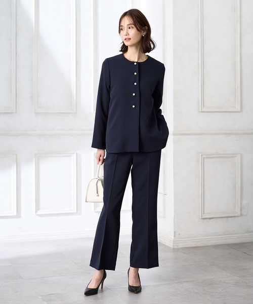 A/C DESIGN BY ALPHA CUBIC（エーシーデザインバイアルファキュービック）の「センタープレスストレッチパンツ【セットアップ対応・大きいサイズあり】（その他パンツ・レディース・ネイビー/ベージュ・64/67/70/76/73）」の14枚目の写真