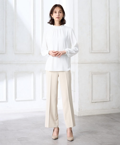 A/C DESIGN BY ALPHA CUBIC（エーシーデザインバイアルファキュービック）の「センタープレスストレッチパンツ【セットアップ対応・大きいサイズあり】（その他パンツ・レディース・ネイビー/ベージュ・64/67/70/76/73）」の16枚目の写真