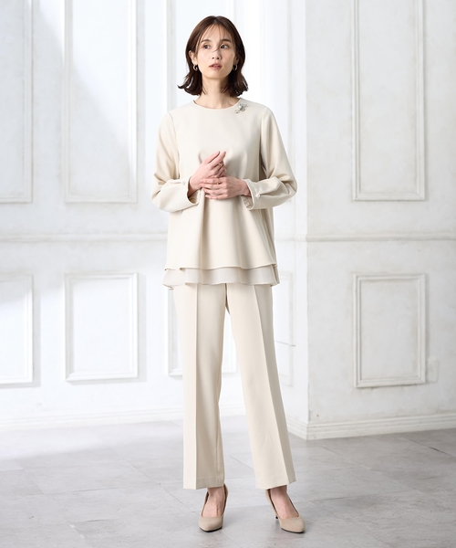 A/C DESIGN BY ALPHA CUBIC（エーシーデザインバイアルファキュービック）の「センタープレスストレッチパンツ【セットアップ対応・大きいサイズあり】（その他パンツ・レディース・ネイビー/ベージュ・64/67/70/76/73）」の17枚目の写真