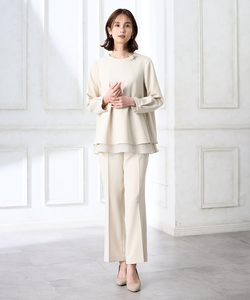 A/C DESIGN BY ALPHA CUBIC（エーシーデザインバイアルファキュービック）の「センタープレスストレッチパンツ【セットアップ対応・大きいサイズあり】（その他パンツ・レディース・ネイビー/ベージュ・64/67/70/76/73）」の18枚目の写真