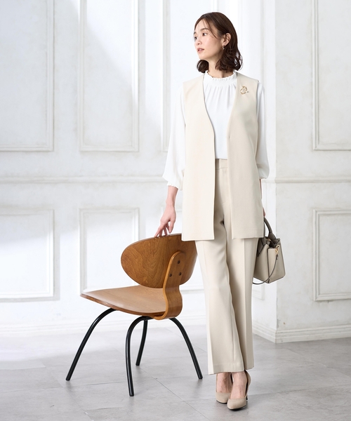 A/C DESIGN BY ALPHA CUBIC（エーシーデザインバイアルファキュービック）の「センタープレスストレッチパンツ【セットアップ対応・大きいサイズあり】（その他パンツ・レディース・ネイビー/ベージュ・64/67/70/76/73）」の19枚目の写真