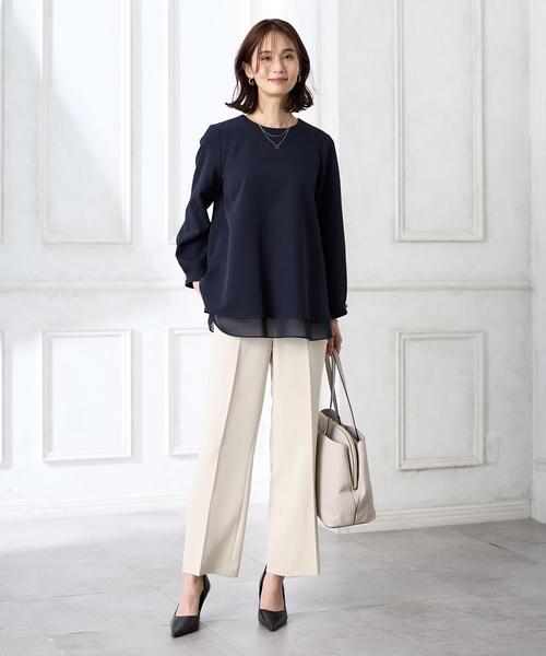 A/C DESIGN BY ALPHA CUBIC（エーシーデザインバイアルファキュービック）の「センタープレスストレッチパンツ【セットアップ対応・大きいサイズあり】（その他パンツ・レディース・ネイビー/ベージュ・64/67/70/76/73）」の21枚目の写真