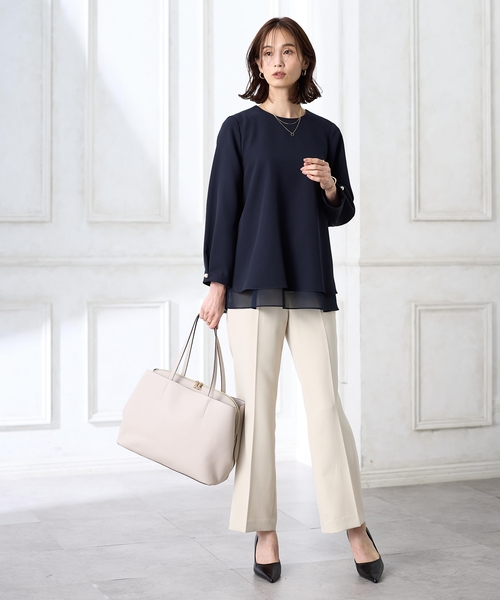 A/C DESIGN BY ALPHA CUBIC（エーシーデザインバイアルファキュービック）の「センタープレスストレッチパンツ【セットアップ対応・大きいサイズあり】（その他パンツ・レディース・ネイビー/ベージュ・64/67/70/76/73）」の22枚目の写真