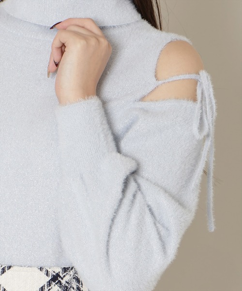 WILLSELECTION（ウィルセレクション）の「【New Year's Item】オープンショルダーラメフェザーニット（ニット/セーター・レディース・サックスブルー/オフホワイト/ブラック/ラベンダー・FREE）」の18枚目の写真