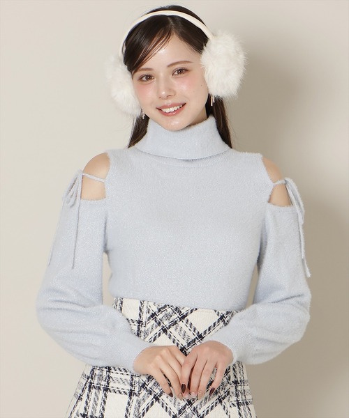 WILLSELECTION（ウィルセレクション）の「【New Year's Item】オープンショルダーラメフェザーニット（ニット/セーター・レディース・サックスブルー/オフホワイト/ブラック/ラベンダー・FREE）」の14枚目の写真