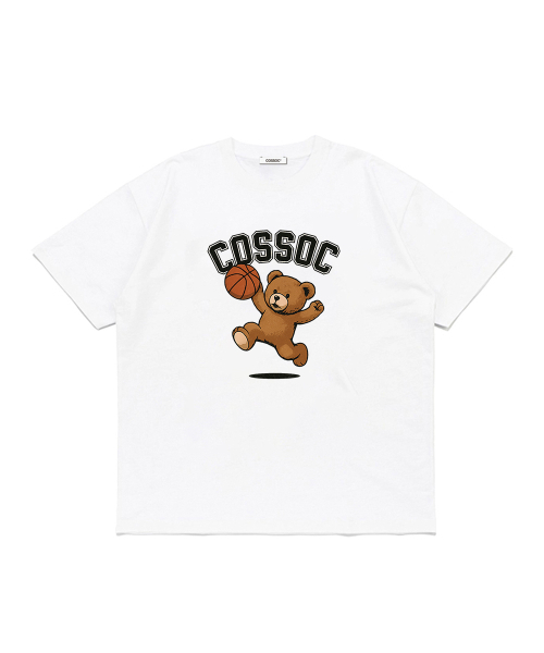 COSO(コソ)の「ベスケットボールベア 半袖Tシャツ (ホワイト)(Tシャツ/カットソー・レディース・ホワイト・S/M/L)」の1枚目の写真