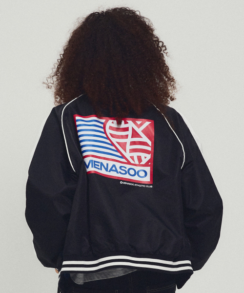 MENASOO（ミナス）の「Menasoo Hearttrack Nylon Baseball Jumper_Black（ナイロンジャケット・レディース・ブラック・F）」の3枚目の写真