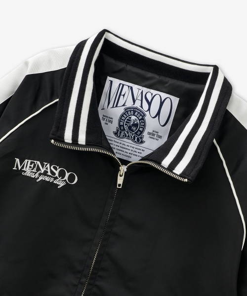 MENASOO（ミナス）の「Menasoo Hearttrack Nylon Baseball Jumper_Black（ナイロンジャケット・レディース・ブラック・F）」の5枚目の写真