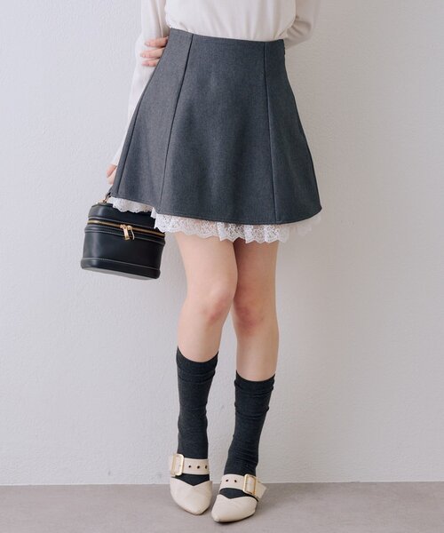 continuer de NICE CLAUP（コンティニューデナイスクラップ）の「【2026SS】【セットアップ対応】裾レースミニスカート（スカート・レディース・ベージュ/ネイビー/チャコールグレー・FREE）」の7枚目の写真
