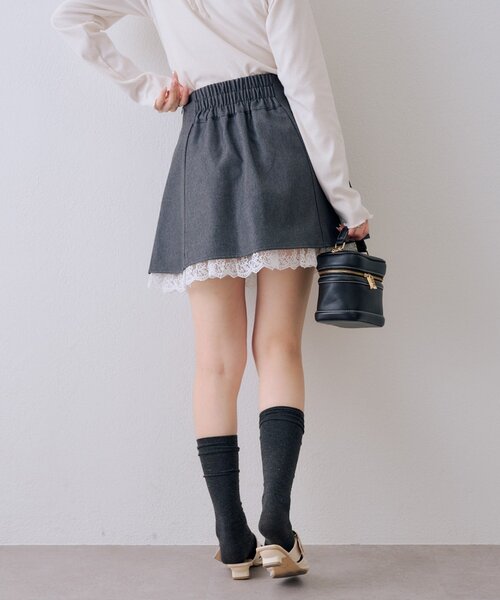 continuer de NICE CLAUP（コンティニューデナイスクラップ）の「【2026SS】【セットアップ対応】裾レースミニスカート（スカート・レディース・ベージュ/ネイビー/チャコールグレー・FREE）」の11枚目の写真