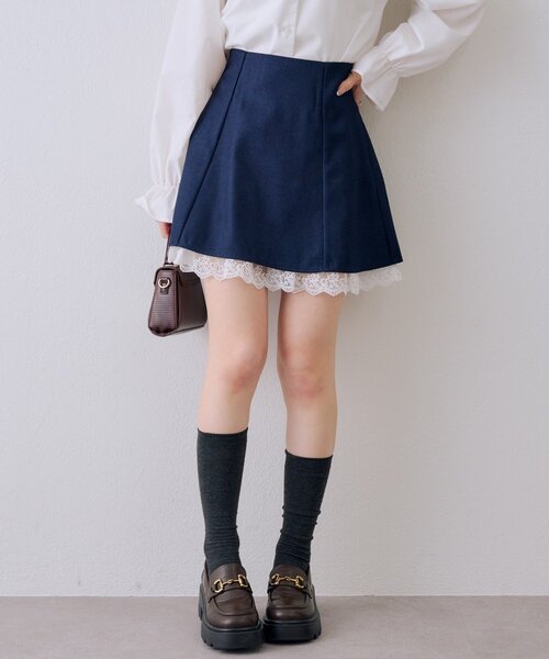 continuer de NICE CLAUP（コンティニューデナイスクラップ）の「【2026SS】【セットアップ対応】裾レースミニスカート（スカート・レディース・ベージュ/ネイビー/チャコールグレー・FREE）」の12枚目の写真