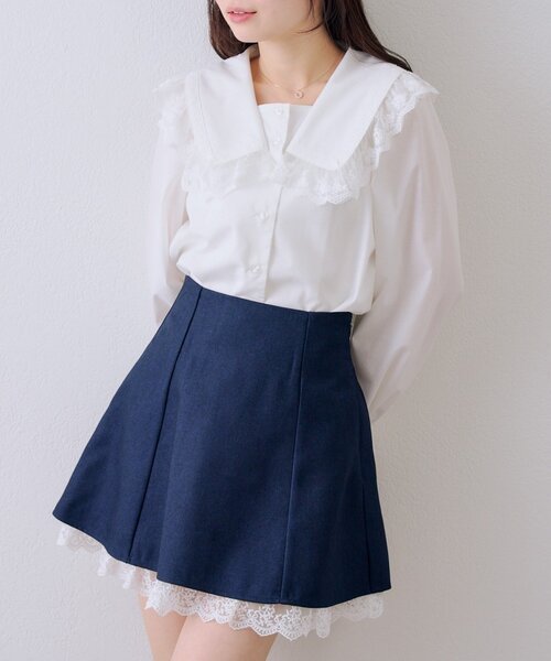 continuer de NICE CLAUP（コンティニューデナイスクラップ）の「【2026SS】【セットアップ対応】裾レースミニスカート（スカート・レディース・ベージュ/ネイビー/チャコールグレー・FREE）」の13枚目の写真