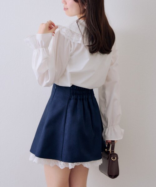 continuer de NICE CLAUP（コンティニューデナイスクラップ）の「【2026SS】【セットアップ対応】裾レースミニスカート（スカート・レディース・ベージュ/ネイビー/チャコールグレー・FREE）」の15枚目の写真