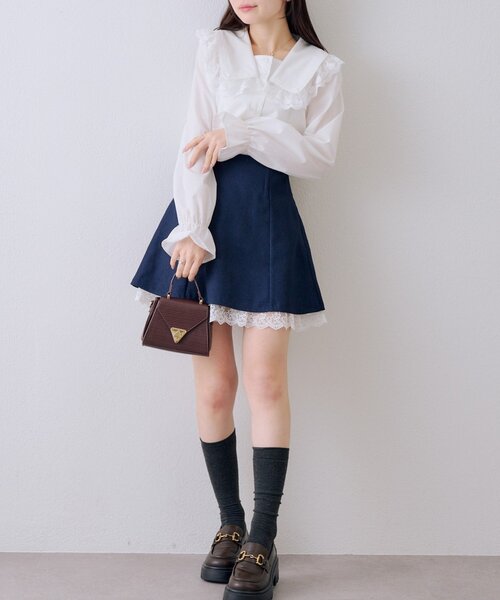 continuer de NICE CLAUP（コンティニューデナイスクラップ）の「【2026SS】【セットアップ対応】裾レースミニスカート（スカート・レディース・ベージュ/ネイビー/チャコールグレー・FREE）」の17枚目の写真