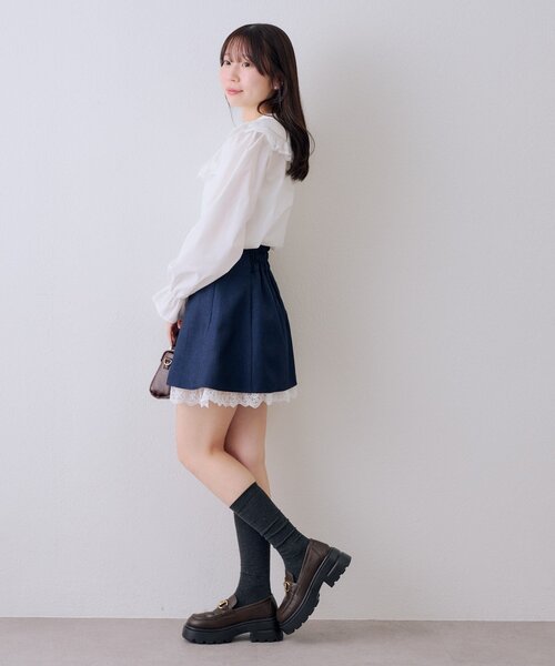 continuer de NICE CLAUP（コンティニューデナイスクラップ）の「【2026SS】【セットアップ対応】裾レースミニスカート（スカート・レディース・ベージュ/ネイビー/チャコールグレー・FREE）」の18枚目の写真