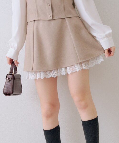 continuer de NICE CLAUP（コンティニューデナイスクラップ）の「【2026SS】【セットアップ対応】裾レースミニスカート（スカート・レディース・ベージュ/ネイビー/チャコールグレー・FREE）」の20枚目の写真