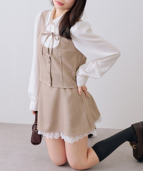 continuer de NICE CLAUP（コンティニューデナイスクラップ）の「【2026SS】【セットアップ対応】裾レースミニスカート（スカート・レディース・ベージュ/ネイビー/チャコールグレー・FREE）」の21枚目の写真