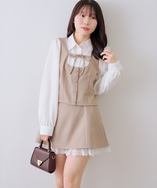 continuer de NICE CLAUP（コンティニューデナイスクラップ）の「【2026SS】【セットアップ対応】裾レースミニスカート（スカート・レディース・ベージュ/ネイビー/チャコールグレー・FREE）」の22枚目の写真