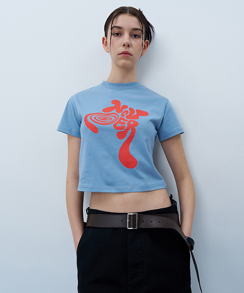 NCOVER(エヌカバー)の「ツイストロゴクロップ半袖Tシャツブルー(Tシャツ/カットソー・レディース・その他・FREE)」の1枚目の写真