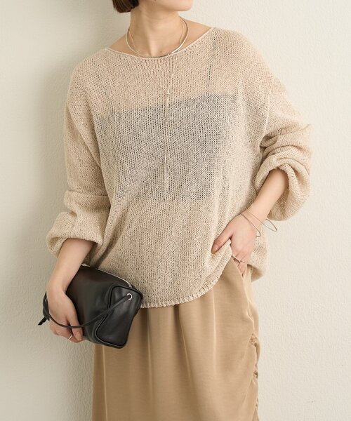 Omekashi（オメカシ）の「和紙混袖ボリュームニット（ニット/セーター・レディース・アイボリー/ブラック・FREE）」の3枚目の写真