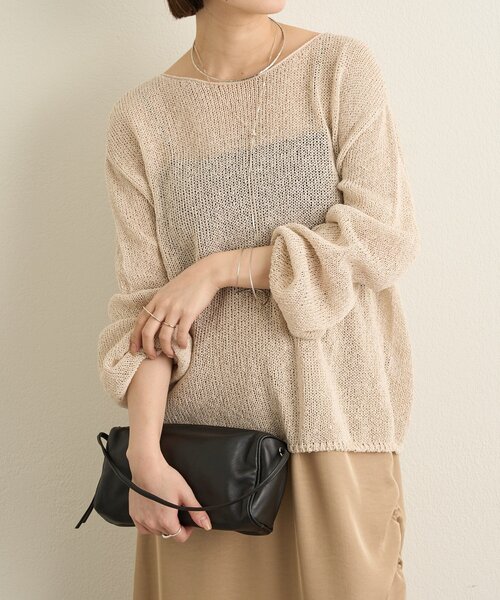 Omekashi（オメカシ）の「和紙混袖ボリュームニット（ニット/セーター・レディース・アイボリー/ブラック・FREE）」の4枚目の写真