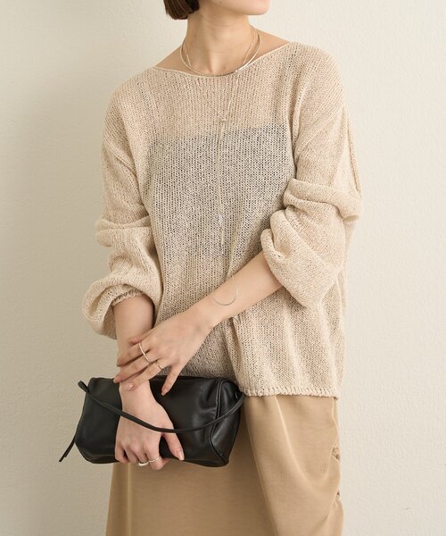 Omekashi（オメカシ）の「和紙混袖ボリュームニット（ニット/セーター・レディース・アイボリー/ブラック・FREE）」の5枚目の写真