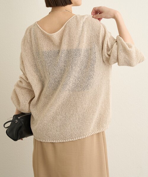 Omekashi（オメカシ）の「和紙混袖ボリュームニット（ニット/セーター・レディース・アイボリー/ブラック・FREE）」の7枚目の写真