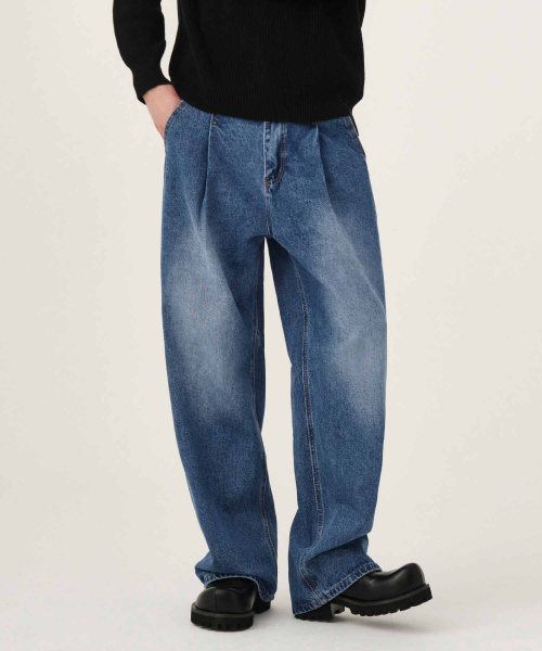 ACSHI(アクシ)の「ワンタックウォッシュドバルーンフィットワイドデニムパンツユニセックス(ブルー)(デニムパンツ・レディース・その他・XL/L/M/S/XXL/XS)」の12枚目の写真