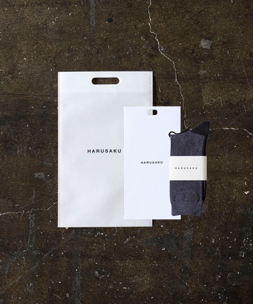 HARUSAKU(ハルサク)の「HARUSAKU:SIngle Back LIne Socks GIFT 1P SET :ハルサク メンズシングル バックライン ソックス プレゼントギフトセット 1足(ソックス/靴下・メンズ・ブラウン/ホワイト系その他/イエロー系その他/ネイビー・L/M)」の3枚目の写真