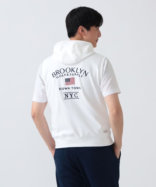 BEAMS GOLF(ビームスゴルフ)の「PURPLE LABEL / BROOKLYN ストレッチ フーディー ベスト(UVカット・吸水速乾)(ベスト・メンズ・ホワイト/グレー/ネイビー・XL/L/S/M)」の2枚目の写真